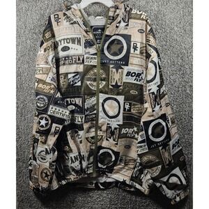 Born Fly Windbreaker Jacket‎ Multicolor Graphic Print Streetwear Mens 2XL